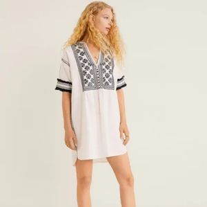 MANGO Short Embroidered Dress NWT